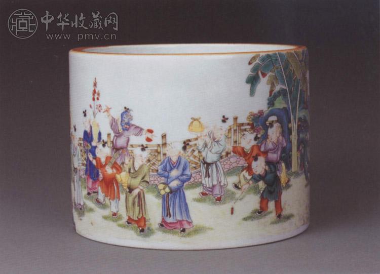 民国 粉彩婴戏图大笔筒