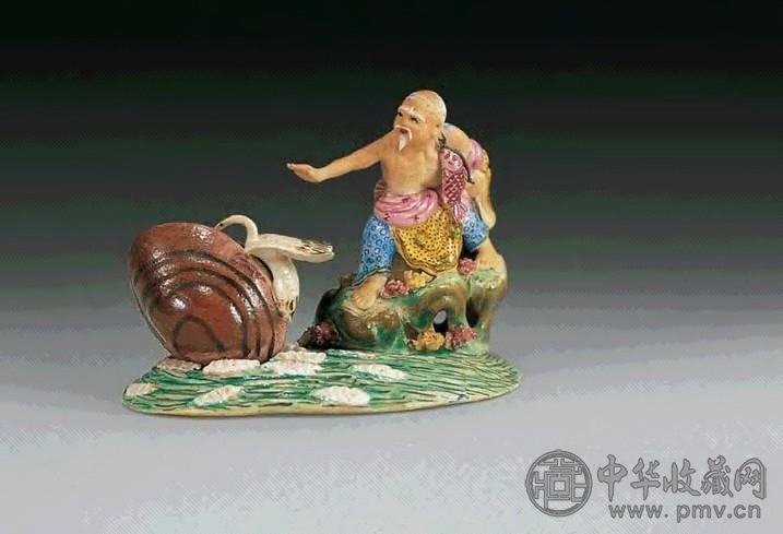 民国 雕瓷鹬蚌相争渔翁得利