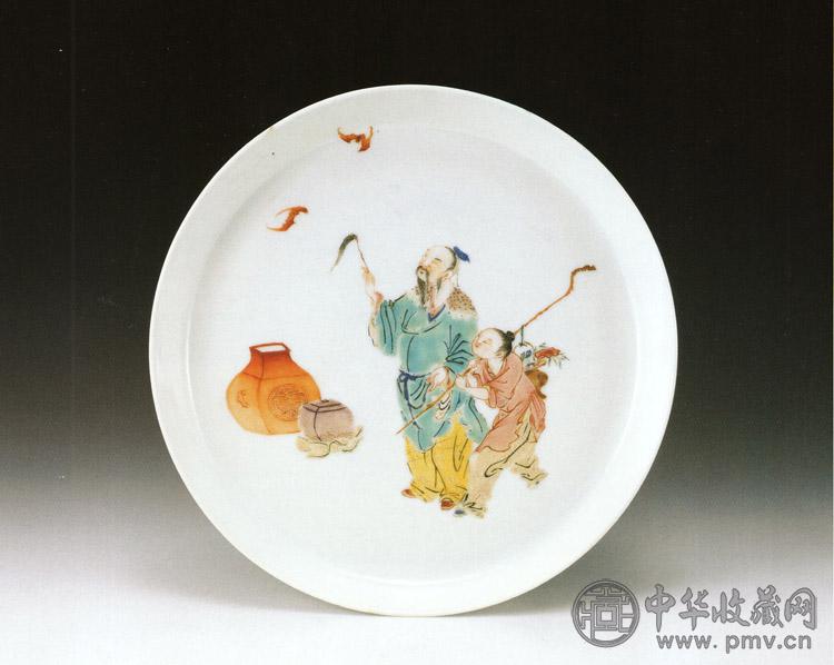 清雍正 粉彩人物盘