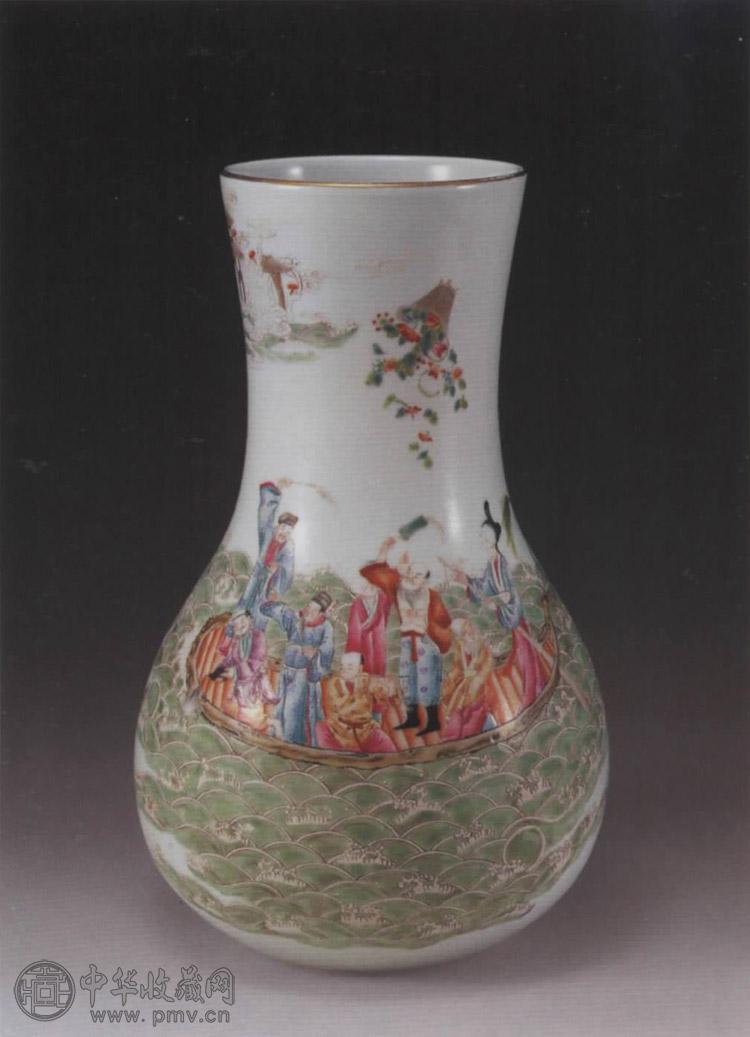 民国 粉彩仙人乘槎瓶