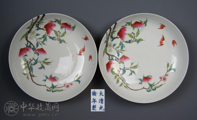 民国 粉彩福寿纹盘(1对)