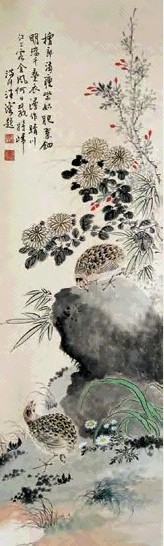 汪溶 花卉 立轴 设色纸本