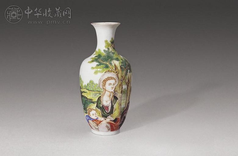 民国 粉彩西洋人物小瓶