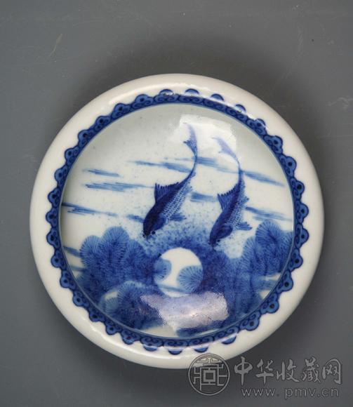 民国 青花鱼藻纹洗
