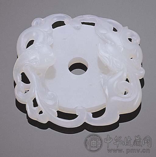 清十八世纪 白玉双福鼠金钱壁