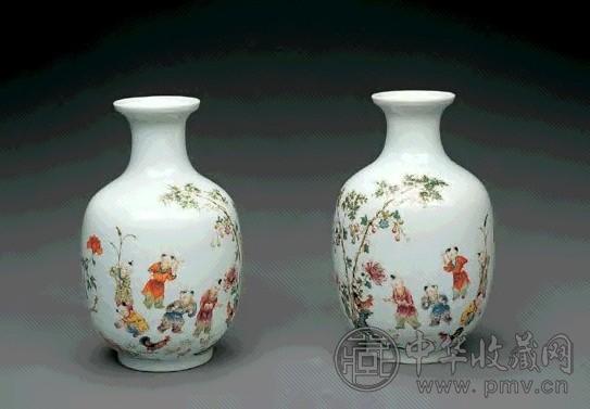 民国 粉彩婴戏图瓶(1对)