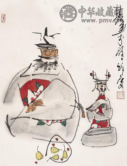 张桂铭 古装人物图 镜心 设色纸本