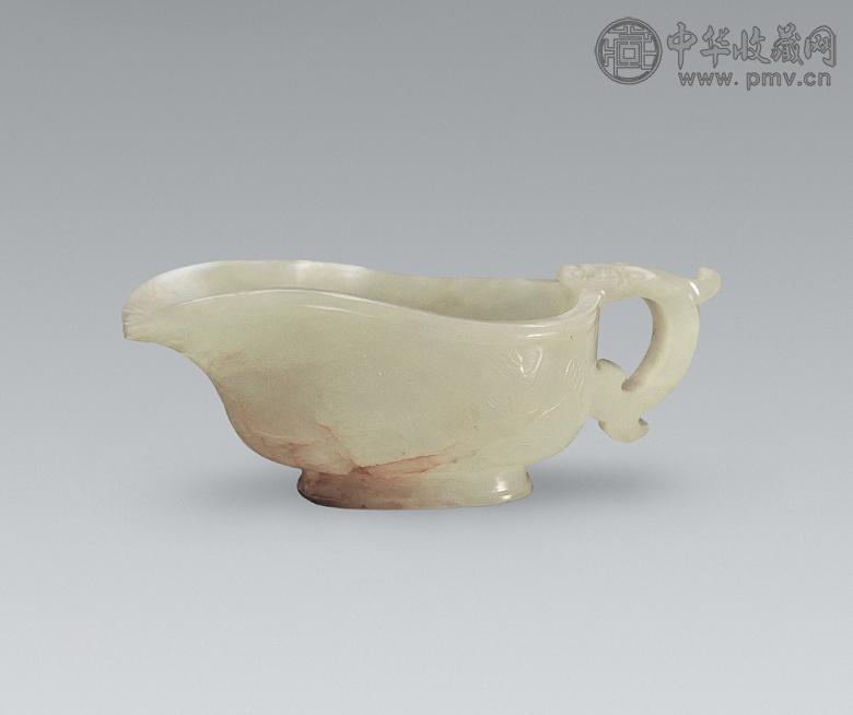 明中期 青白玉雕螭龙蝌蚪纹杯