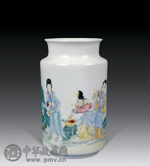 民国 粉彩仕女瓶