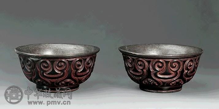 明 剔犀如意纹碗(1对)