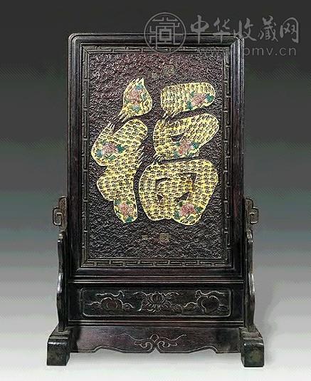 清 粉彩“福”字插屏