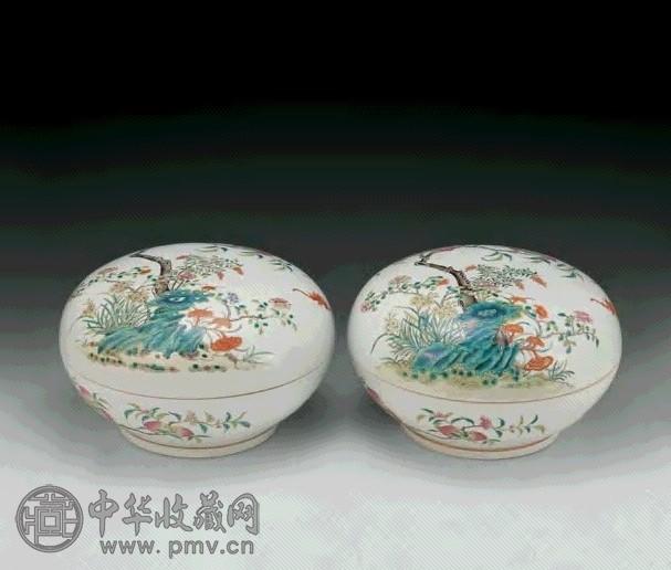 清 粉彩花卉捧盒(2件)