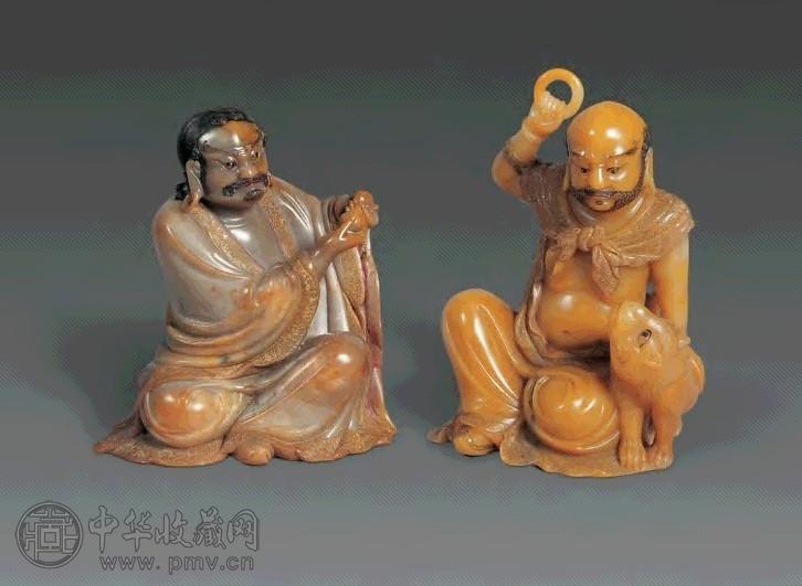 清初 寿山石雕罗汉(2件)