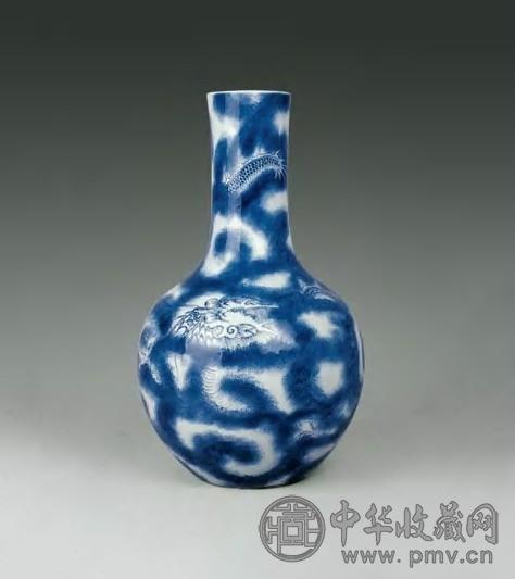 清中期青花吹蓝云龙天球瓶收藏资讯|艺术家|书画家|书画名人|书法家