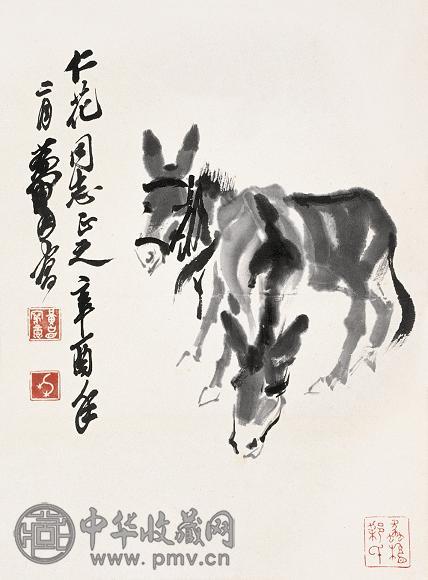 黄胄1981年作双驴图立轴水墨纸本收藏资讯|艺术家|书画家|书画名人|书法