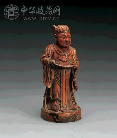 清 黄杨木雕朱衣人物