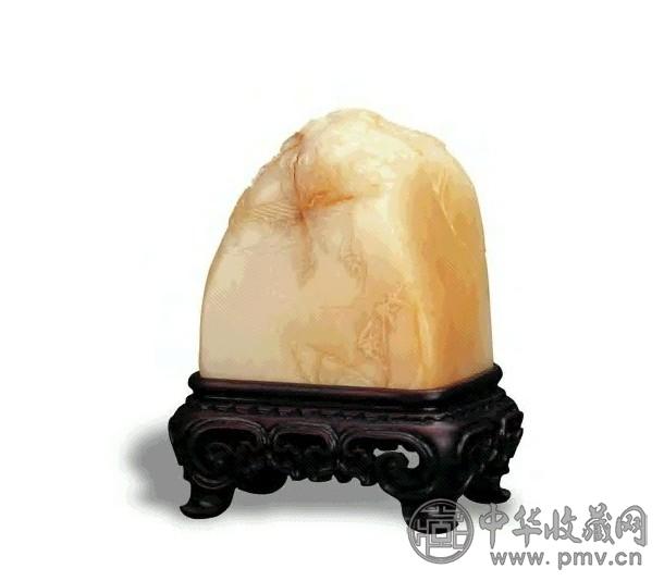 清 银包金田黄薄意雕山水人物纹章料