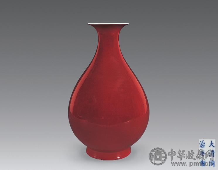 清同治 胭脂红釉玉壶春瓶