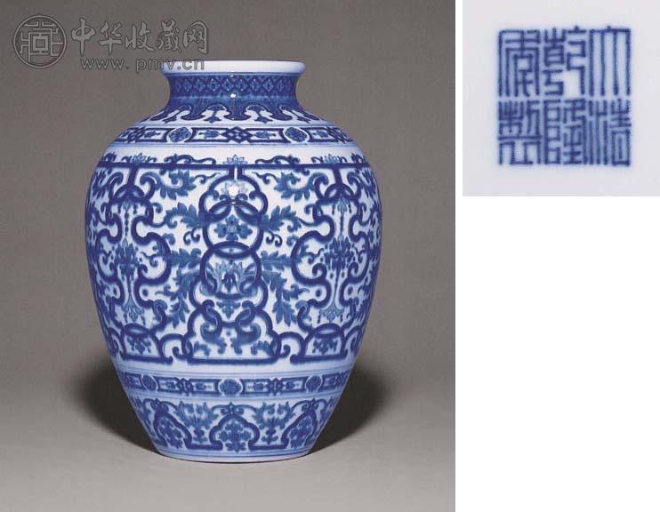 清乾隆青花几何花卉纹罐收藏资讯|艺术家|书画家|书画名人|书法家-中华