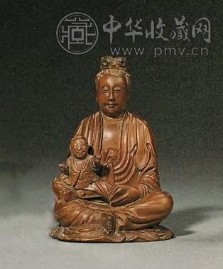 清 黄杨木雕送子观音像