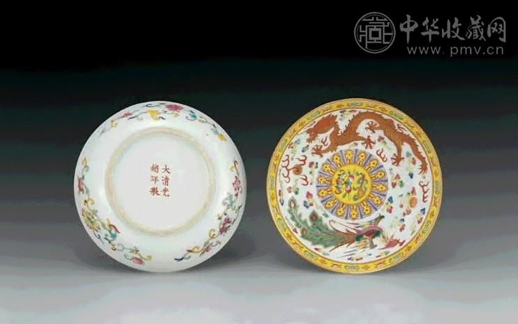 清光绪 粉彩龙凤盘(2件)