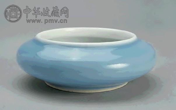 清晚期 天蓝釉圆洗