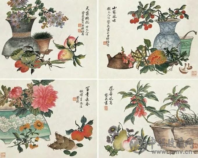 蔡铣 花卉 册页(12开选4)