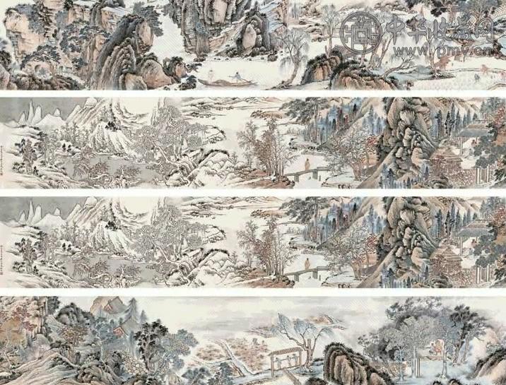 吴琴木 1923年作 春景雪霁 手卷 设色纸本