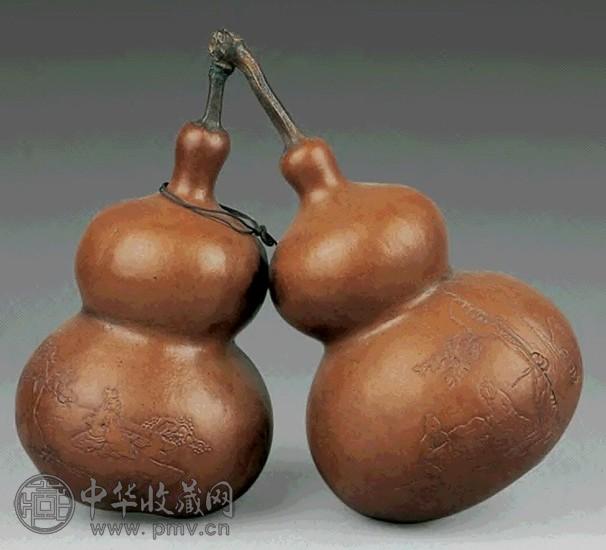 民国 葫芦刻人物诗文摆件