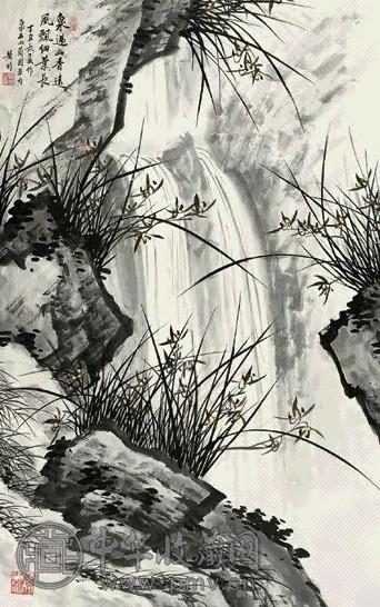 黄均 1997年作 兰花 立轴 纸本墨笔