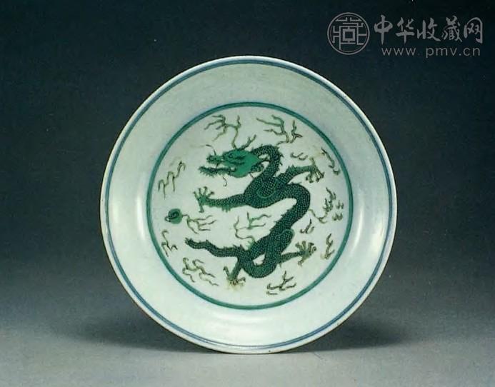 清康熙 绿龙盘
