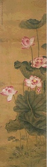 清 唐于光 荷花 轴
