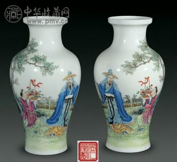 民国 粉彩人物纹花瓶