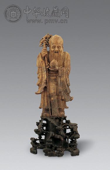 清 青田石雕寿星摆件