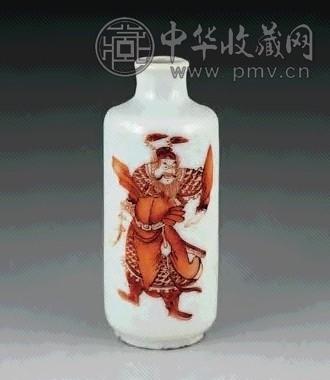 清 矾红水浒人物鼻烟壶