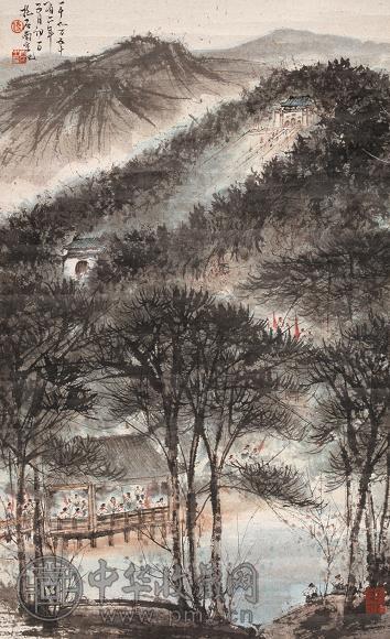 傅抱石 1952年作 中山陵写意 镜心 设色纸本