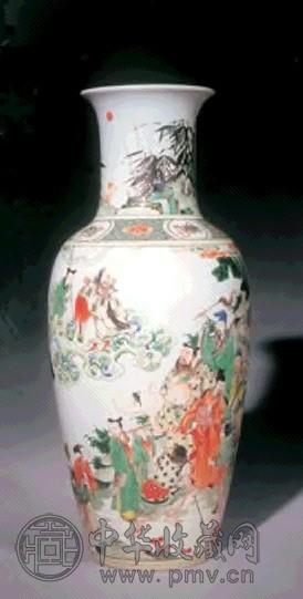 清康熙 五彩八仙贺寿图观音瓶