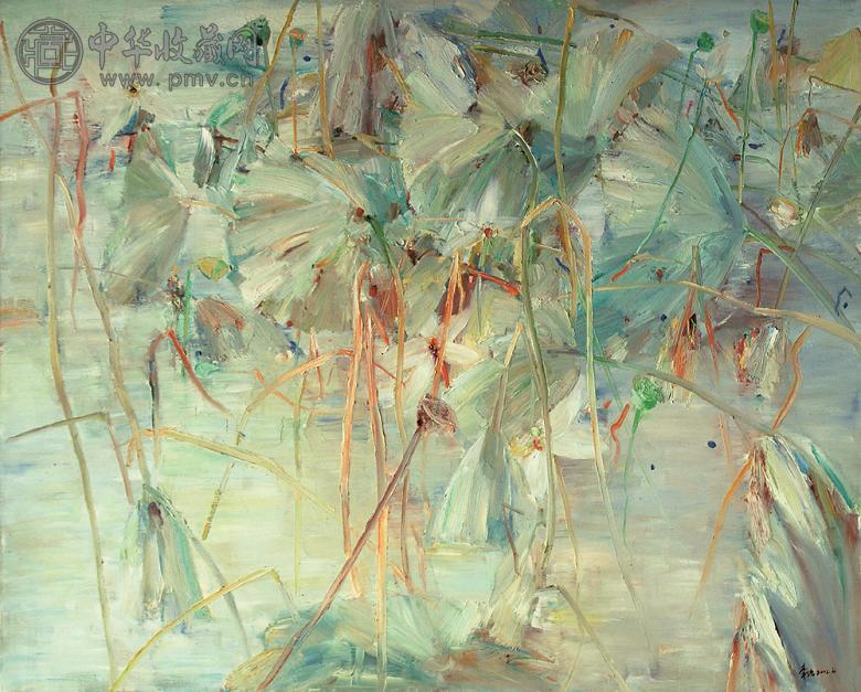 李强 荷花之二 布面 油画