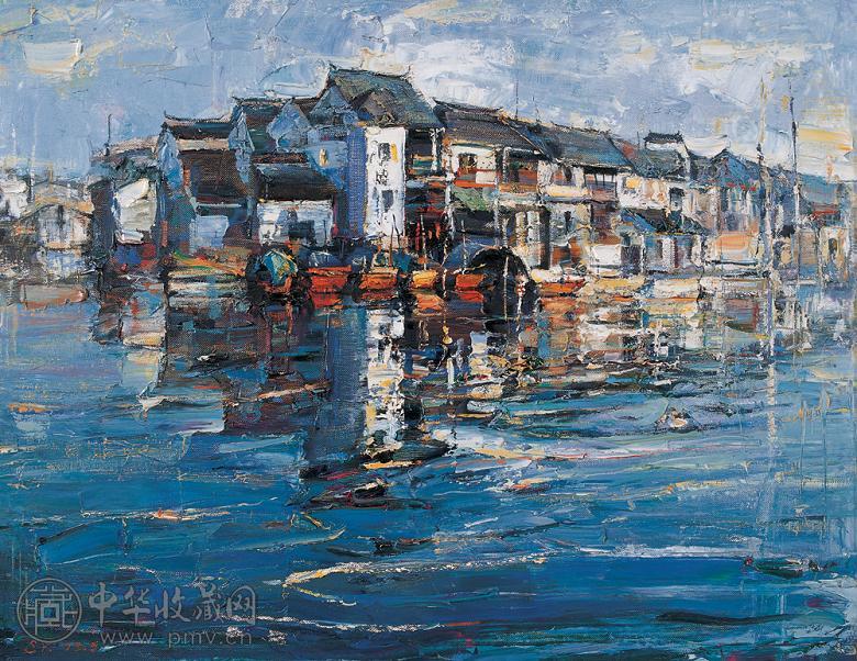 尚苏阳 水乡 布面 油画