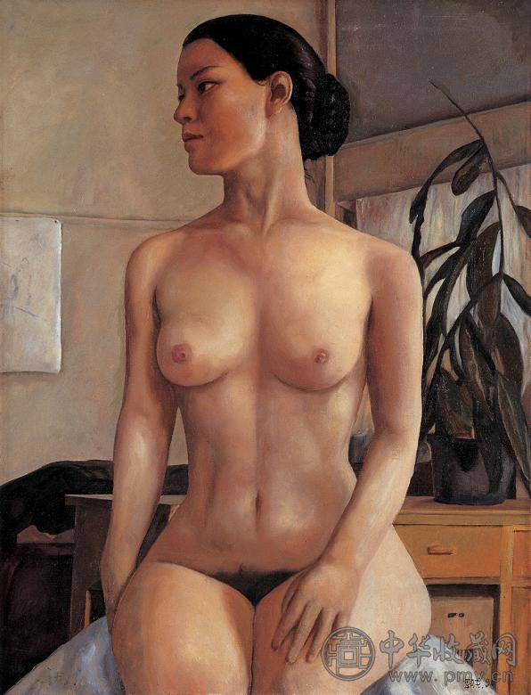 朝戈 1996年作 侧面的女人体 布面 油画