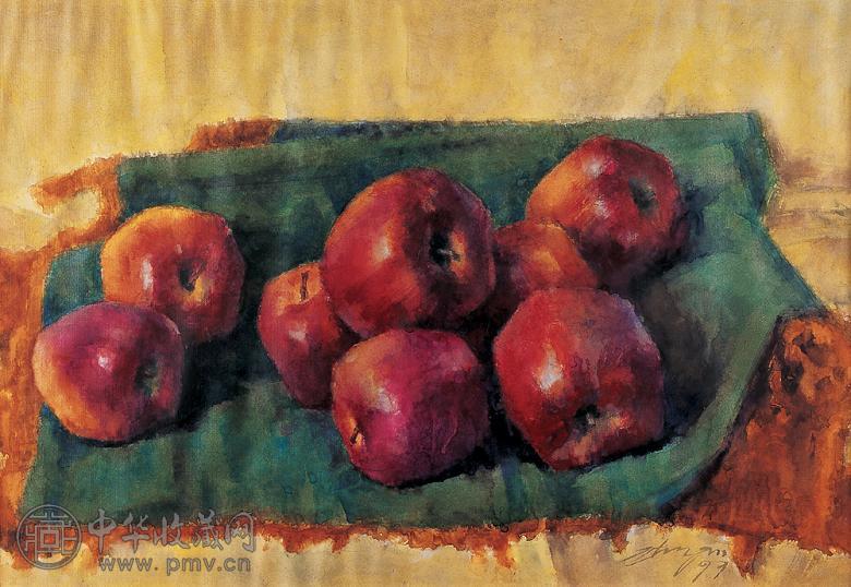 黄增炎 红苹果之二 水彩