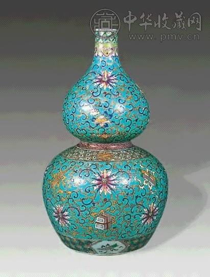 清光绪 粉彩勾莲暗八仙葫芦瓶