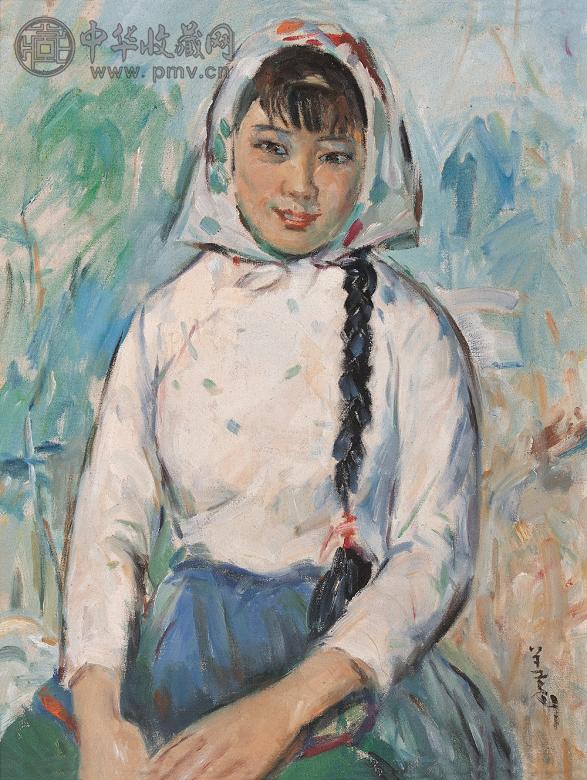 胡善余 村姑 布面 油画