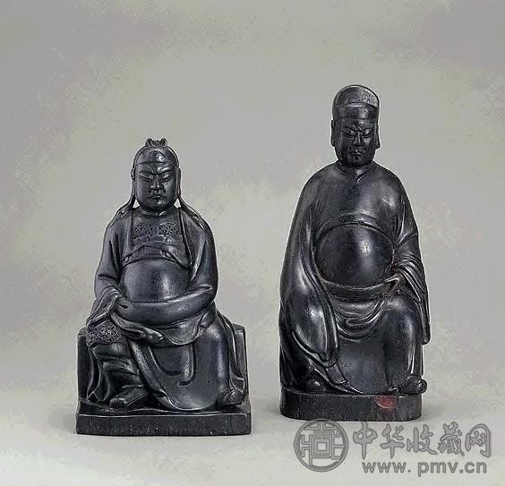 明晚期 紫檀雕武圣文昌坐像