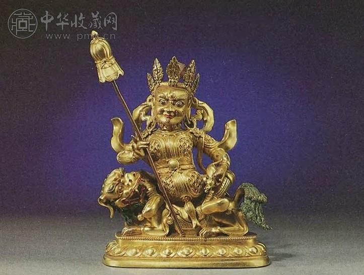 清 财宝天王鎏金铜像