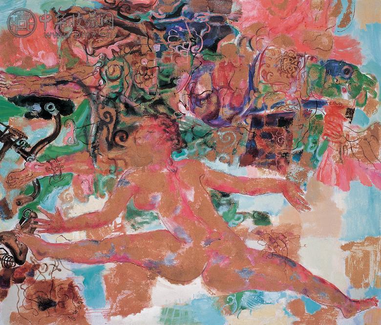 贾涤非 1999年作 天王与少女 布面 油画