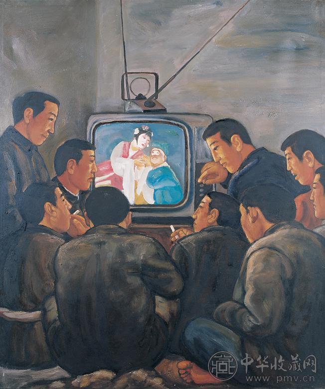 段建伟 看电视 布面 油画