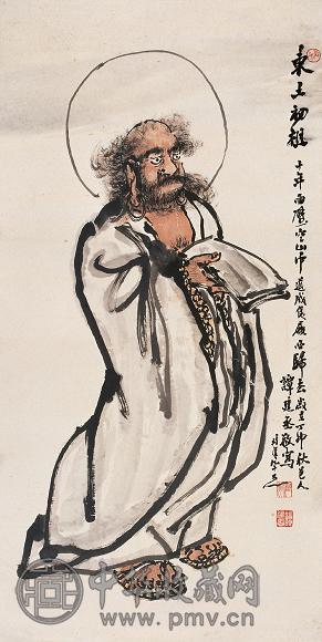 谭建丞 东土初祖 镜心 设色纸本