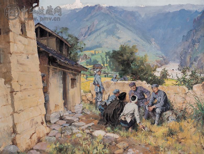 何孔德 1984年作 指挥抢渡大渡河 布面 油画