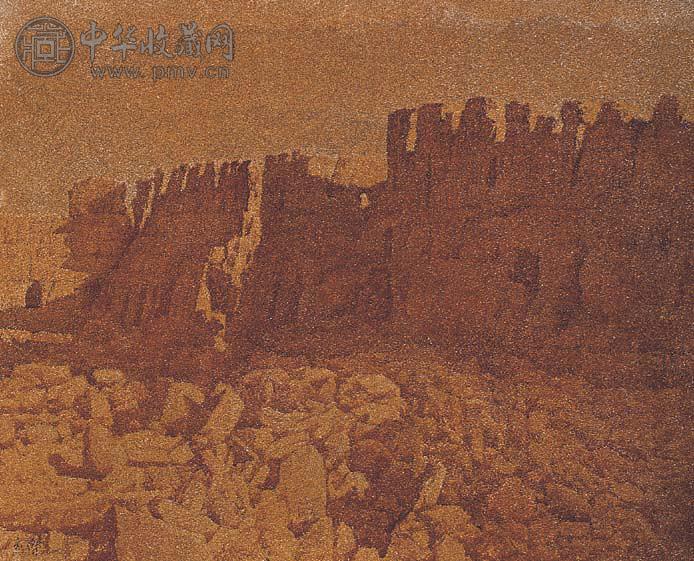 汪志杰 1989年作 阳光下的古堡 丙烯画